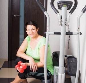 mature women on trainer machines at home