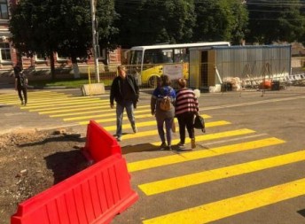 В центре Рязани появился временный пешеходный переход