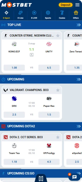Mostbet app esports